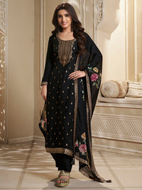 Dola Silk Jacquard Kurta With designer Yoke and handwork  with trousers and Dupatta Product vendor