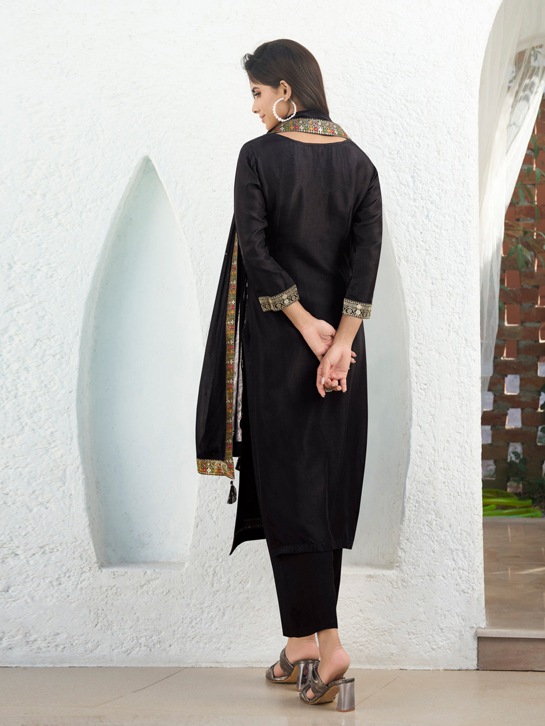 Black Meena Jacquard Kurta Suit Set Product vendor