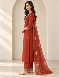 Brown Embroidered Kurta Pant Set with Dupatta
