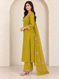 Mehendi Green Embroidered Kurta Pant Set with Dupatta