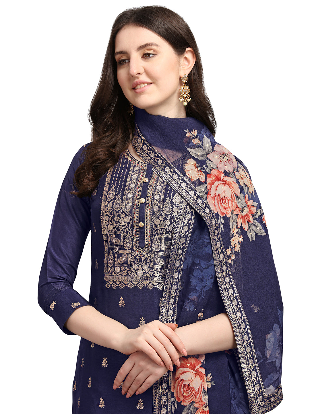 Dark Indigo Jacquard Kurta Suit Set Product vendor