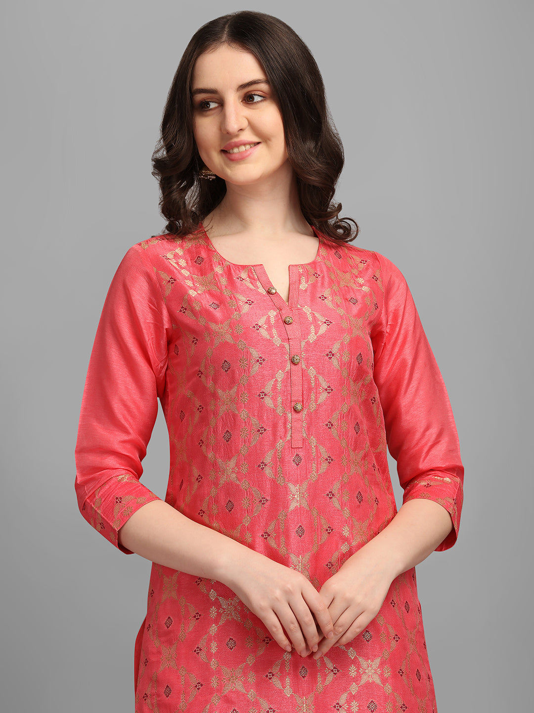Pink Meena Jacquard Kurta Suit Set Product vendor
