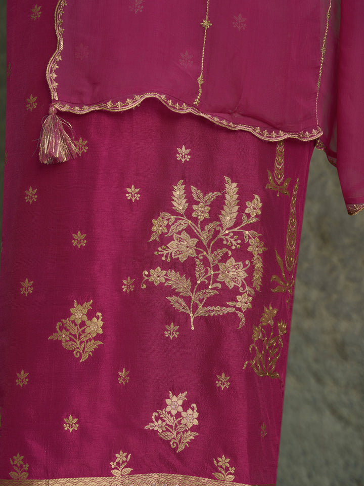 Light Wine Exquisite Placement Weaving Kurta Suit Set Product vendor