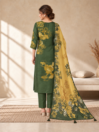 Green Floral Printed Kurta Set with Dupatta