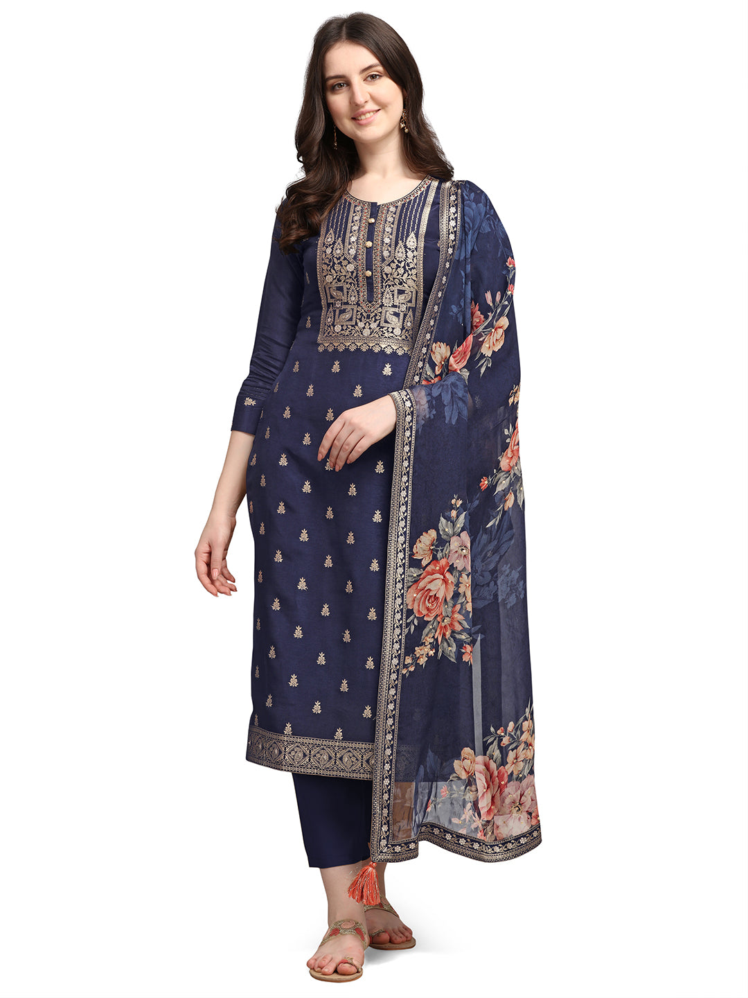 Dark Indigo Jacquard Kurta Suit Set Product vendor