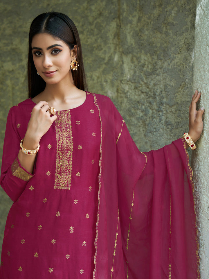 Light Wine Exquisite Placement Weaving Kurta Suit Set Product vendor