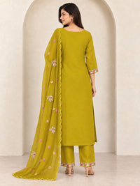 Mehendi Green Embroidered Kurta Pant Set with Dupatta
