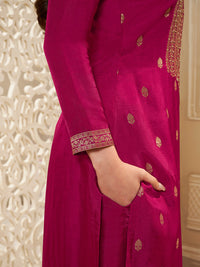 Dola Silk Jacquard Kurta With designer Yoke and handwork  with trousers and Dupatta Product vendor