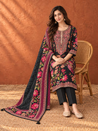 Black Floral Printed Kurta Set with Dupatta