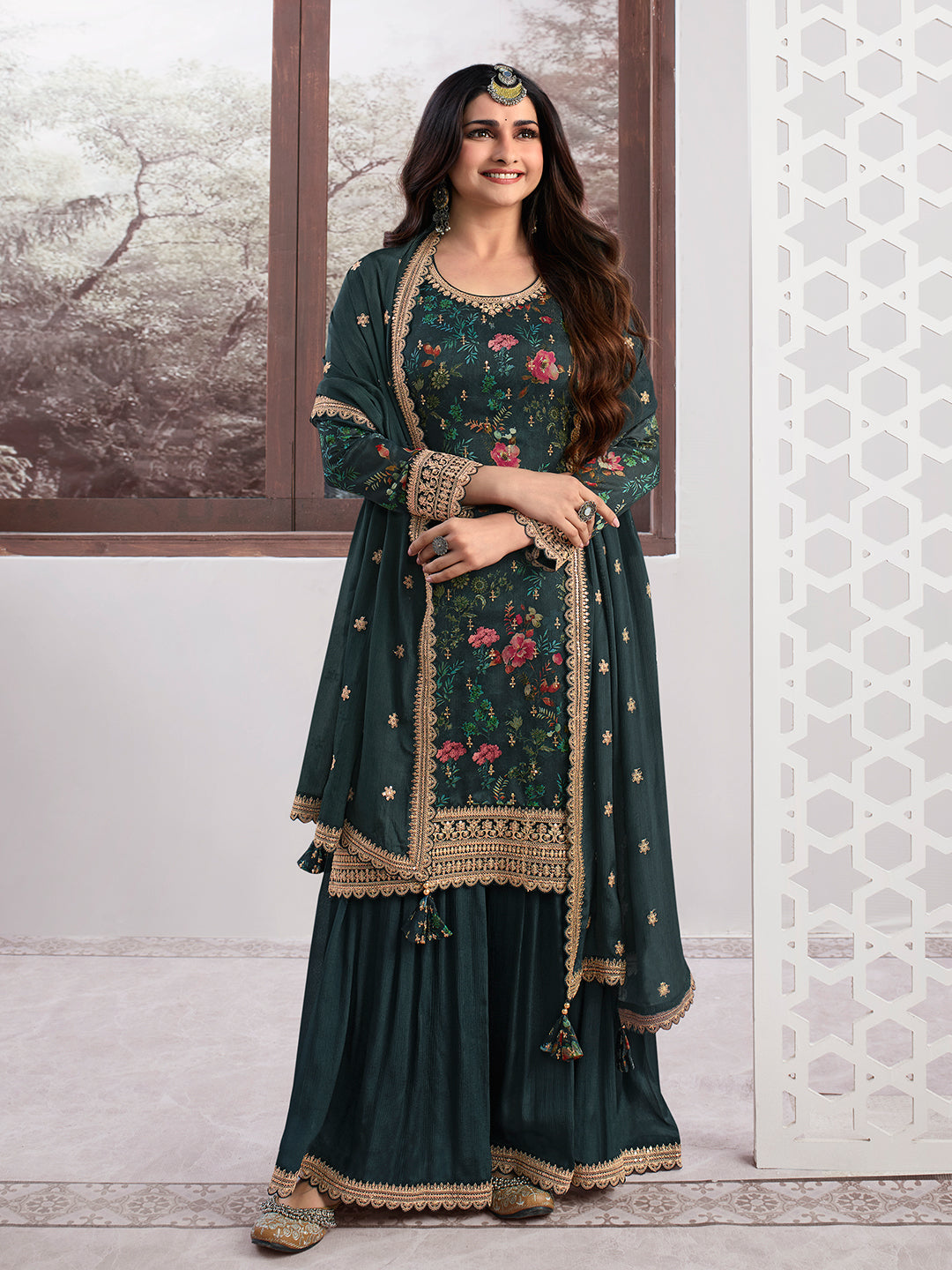 Rama Printed with Embroidered Sharara Suit Set Product vendor