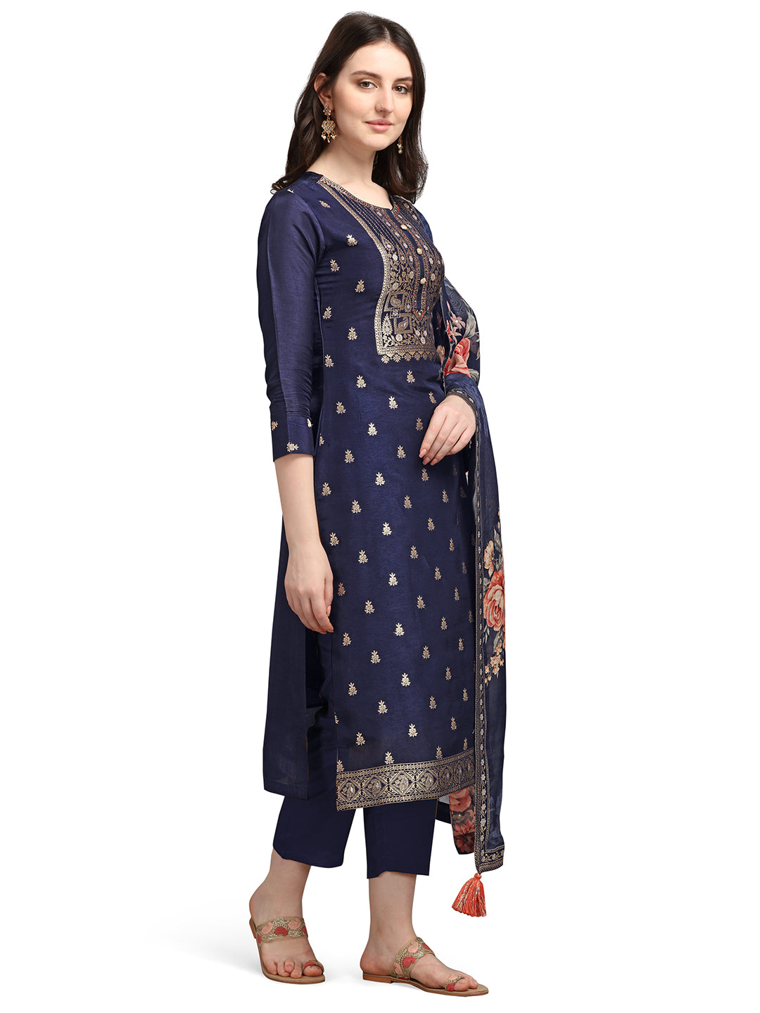 Dark Indigo Jacquard Kurta Suit Set Product vendor