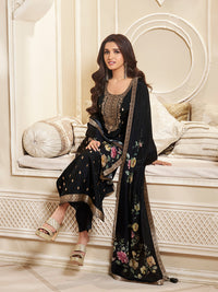 Dola Silk Jacquard Kurta With designer Yoke and handwork  with trousers and Dupatta Product vendor