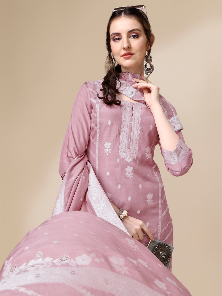 Pink Thread Woven Tussar Silk Kurta Suit Set Product vendor