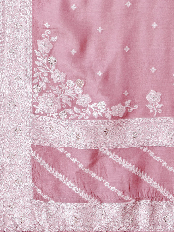 Pink Thread Woven Tussar Silk Kurta Suit Set Product vendor