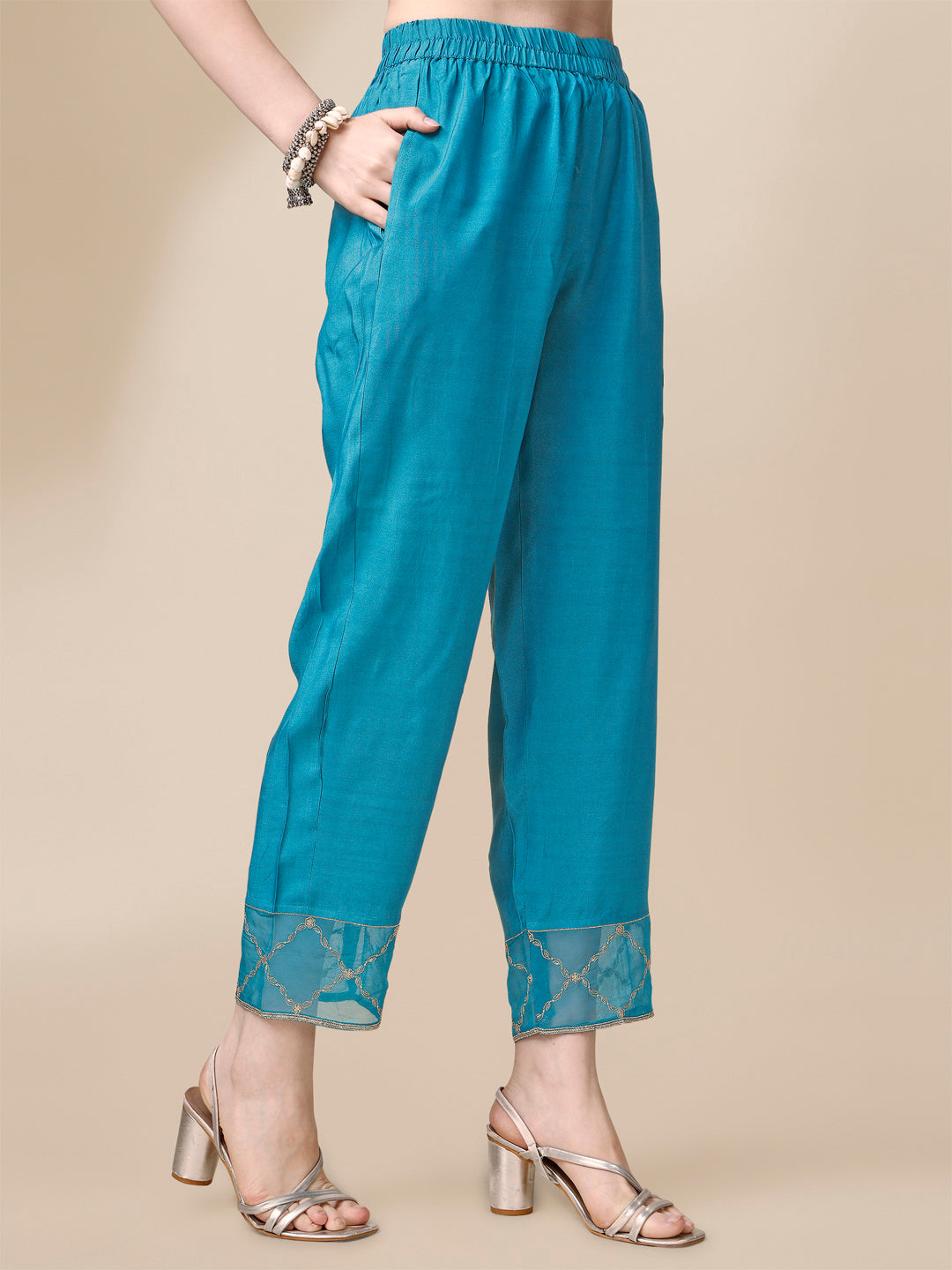 Teal Jacquard Kurta Suit Set Product vendor