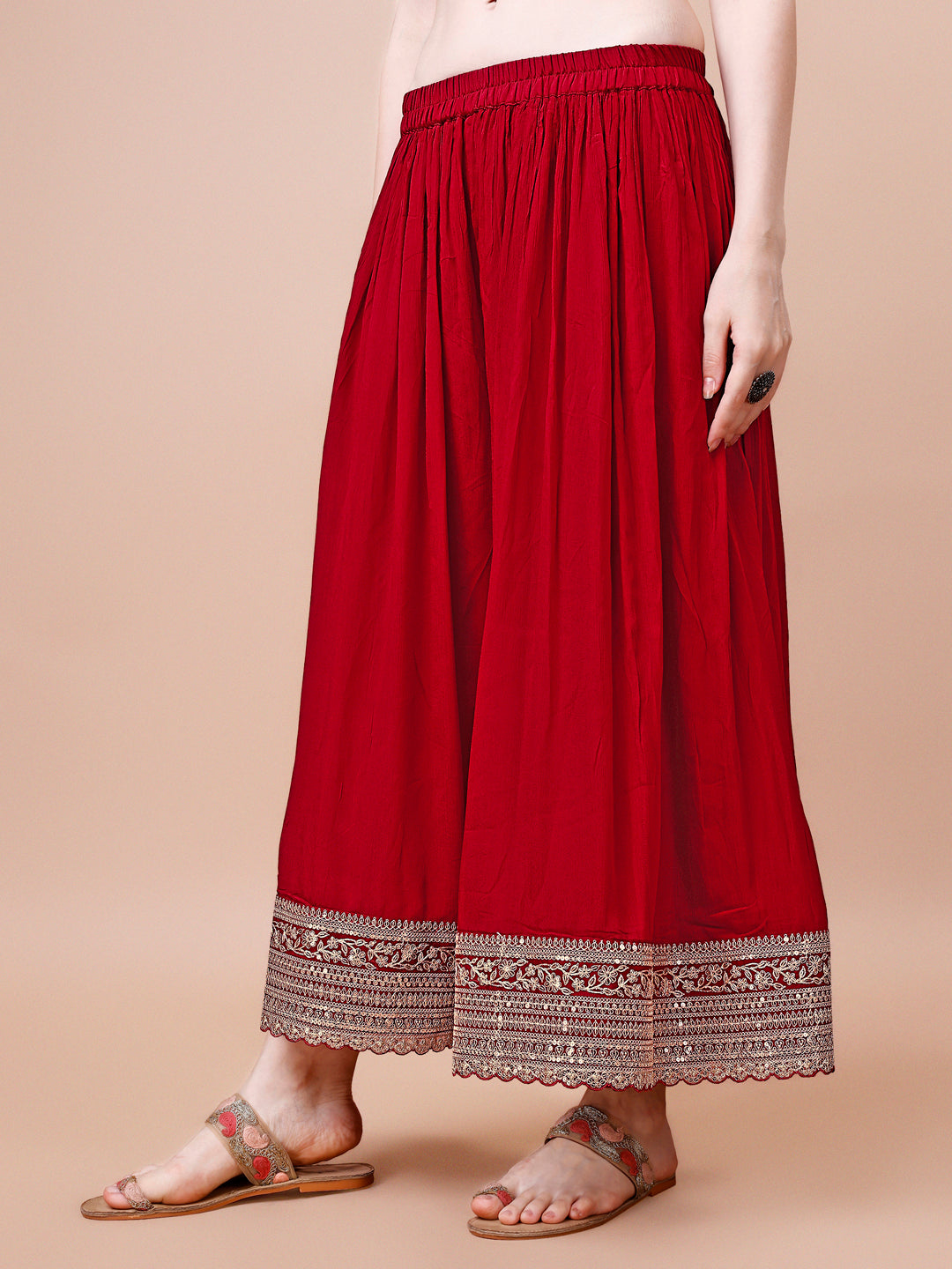 Red Jacquard with Embroidery Sharara Suit Set Product vendor