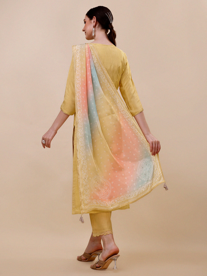 Yellow Embroidery Kurta Suit Set Product vendor