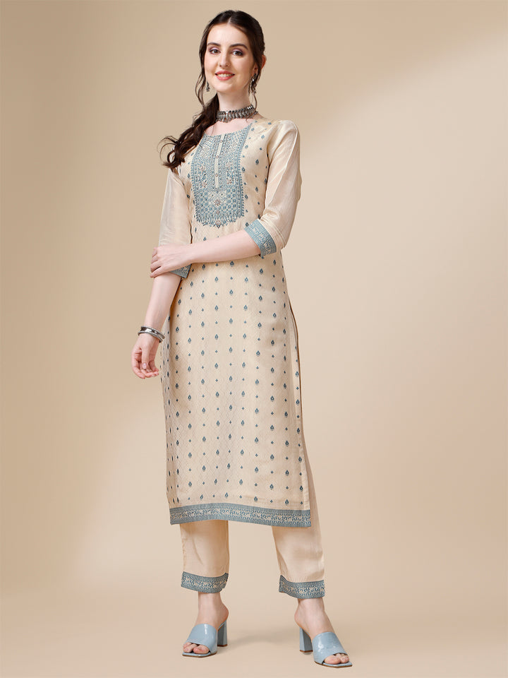 Cream Jacquard Tissue Kurta Suit Set Product vendor