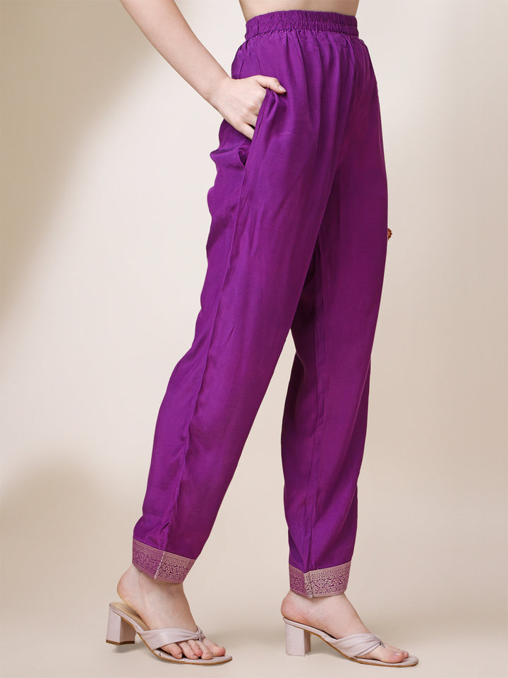 Purple Jacquard Kurta Suit Set with Bandhani Printed Dupatta Product vendor