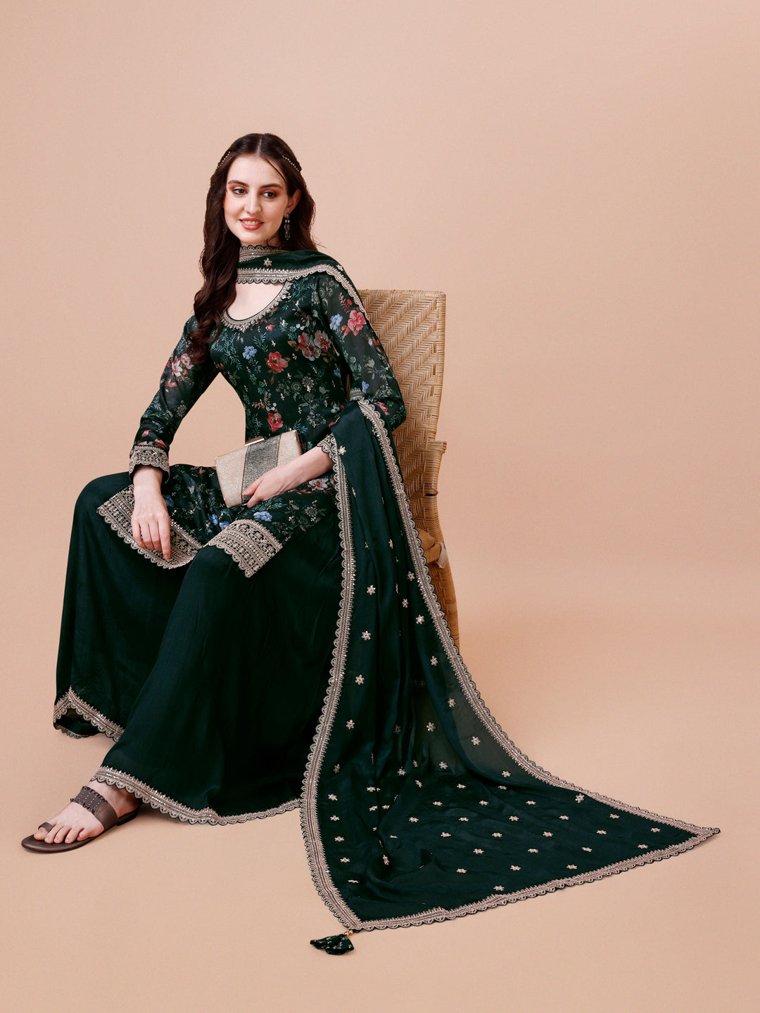 Rama Printed with Embroidered Sharara Suit Set Product vendor