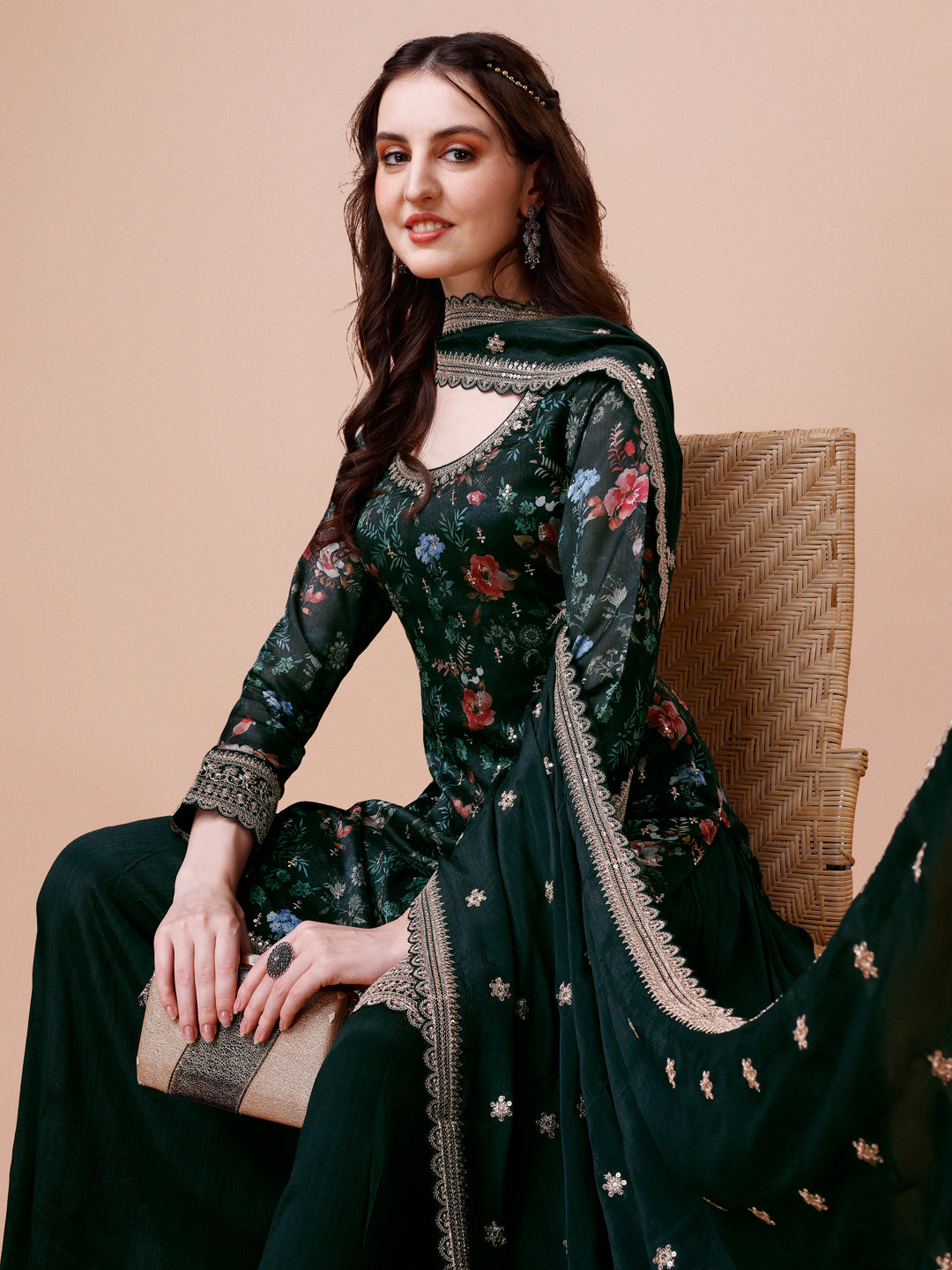 Rama Printed with Embroidered Sharara Suit Set Product vendor