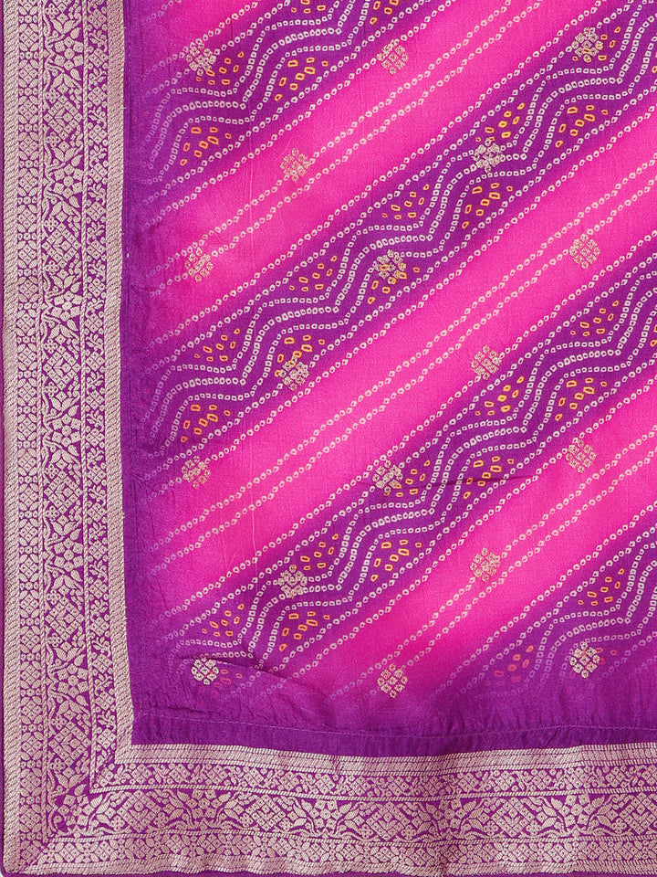 Purple Jacquard Kurta Suit Set with Bandhani Printed Dupatta Product vendor