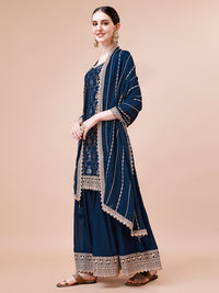 Dark Teal Jacquard with Embroidery Sharara Suit Set Product vendor