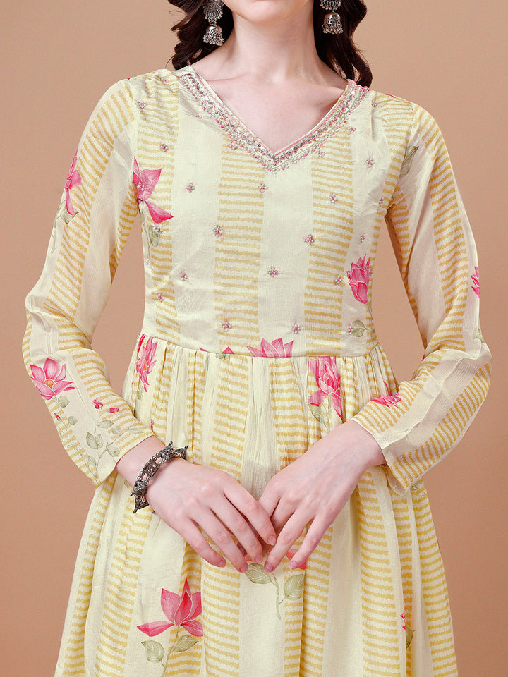 Butter Yellow Printed Kurta Suit Set Product vendor