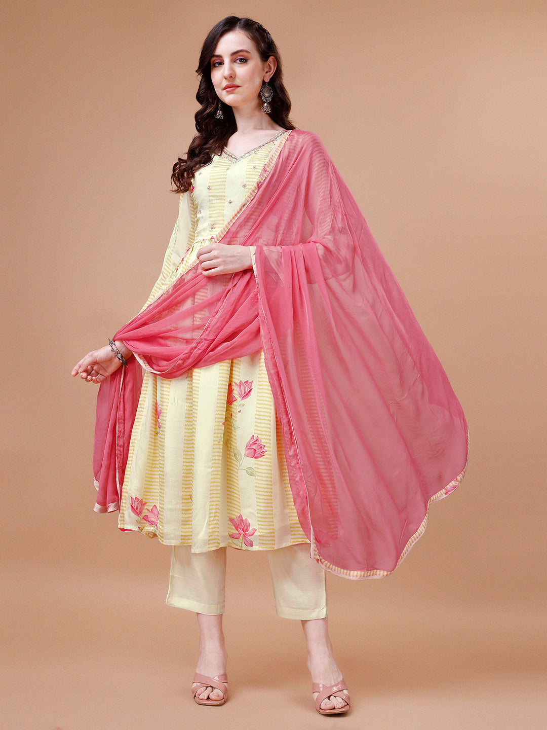 Butter Yellow Printed Kurta Suit Set Product vendor