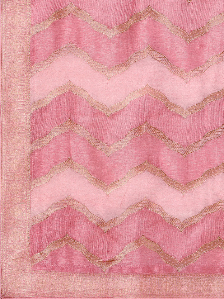 Pink Jacquard Kurta Suit Set with Rangkat Dupatta Product vendor
