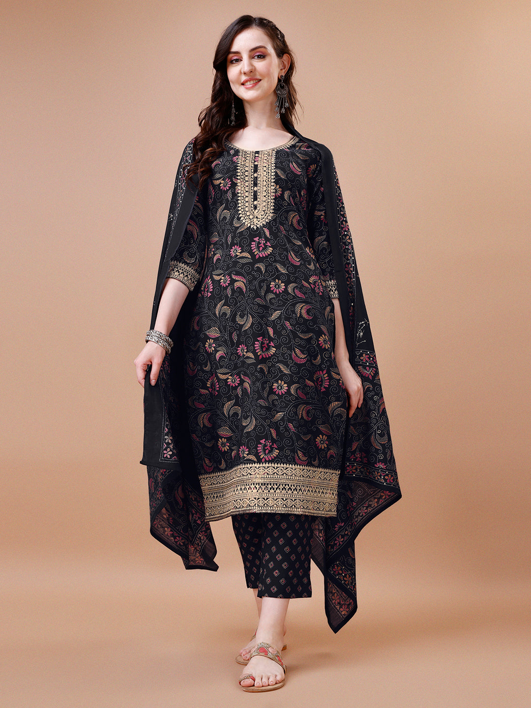 Black Printed Kurta Suit Set Product vendor