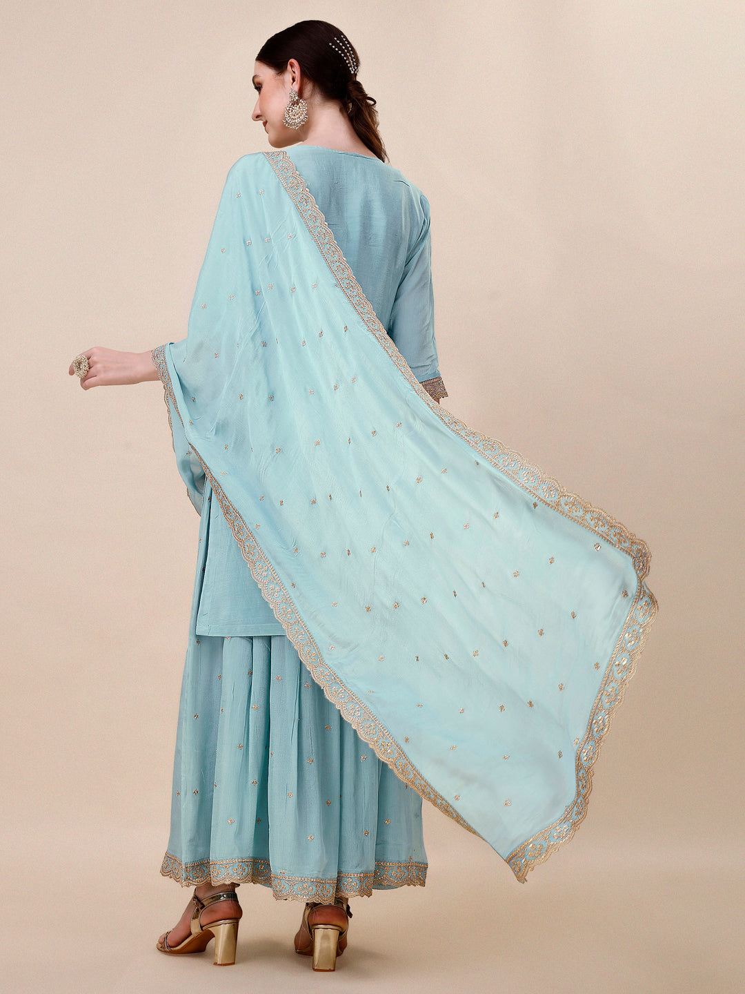 Turquoise Blue Sharara Suit Set Product vendor