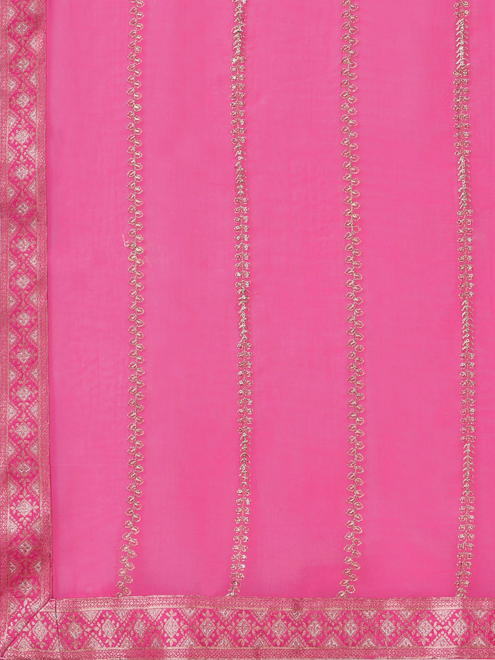 Pink Bandhani Print Jacquard Kurta Suit Set Product vendor