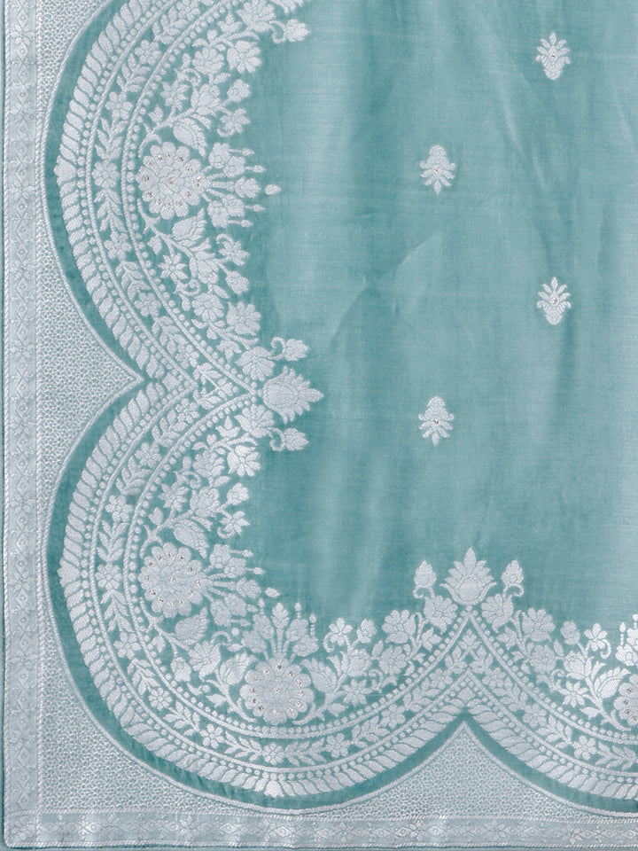 Light Blue Thread Woven Tussar Silk Kurta Suit Set Product vendor
