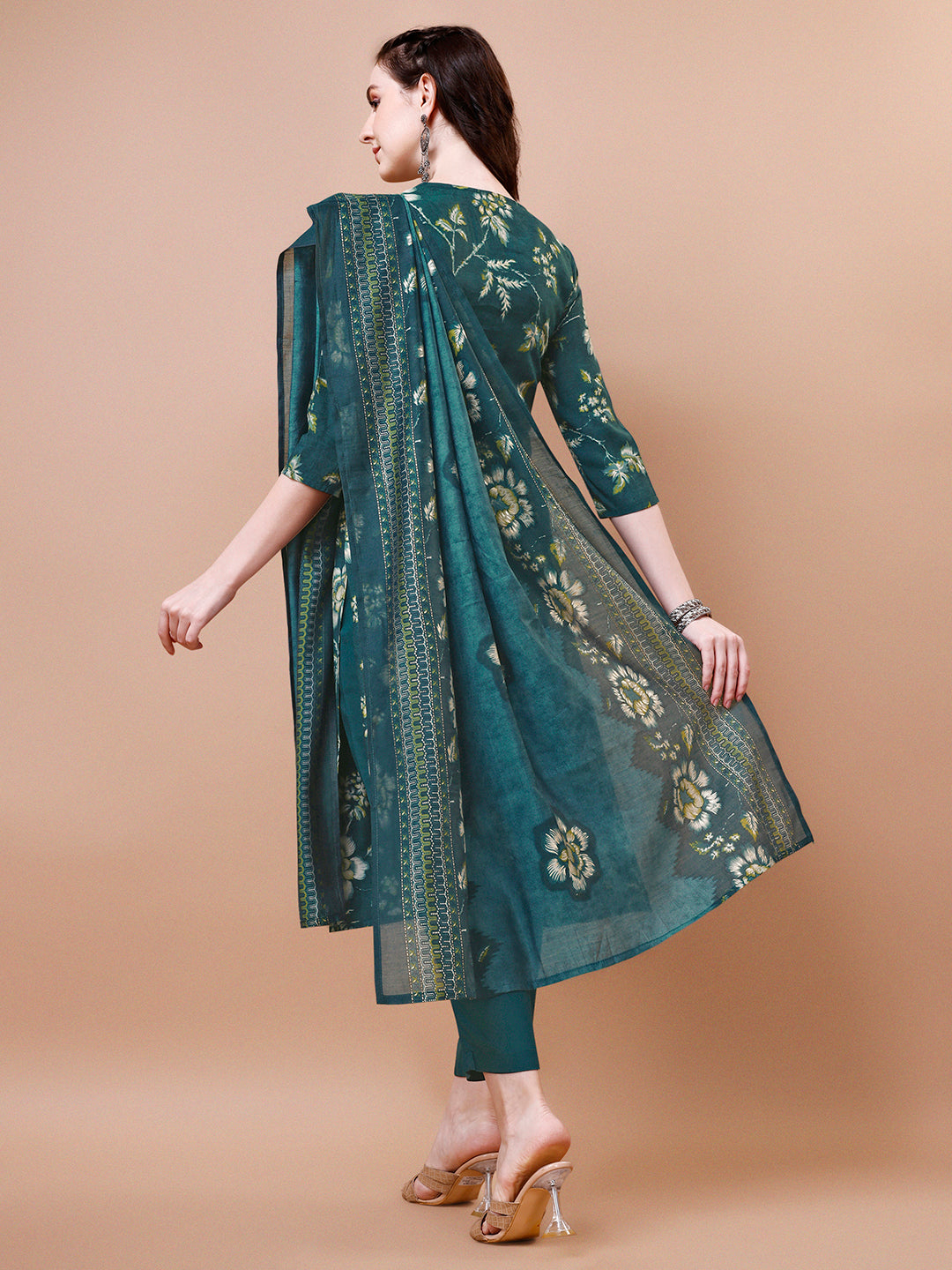 Green Printed Kurta Suit Set Product vendor
