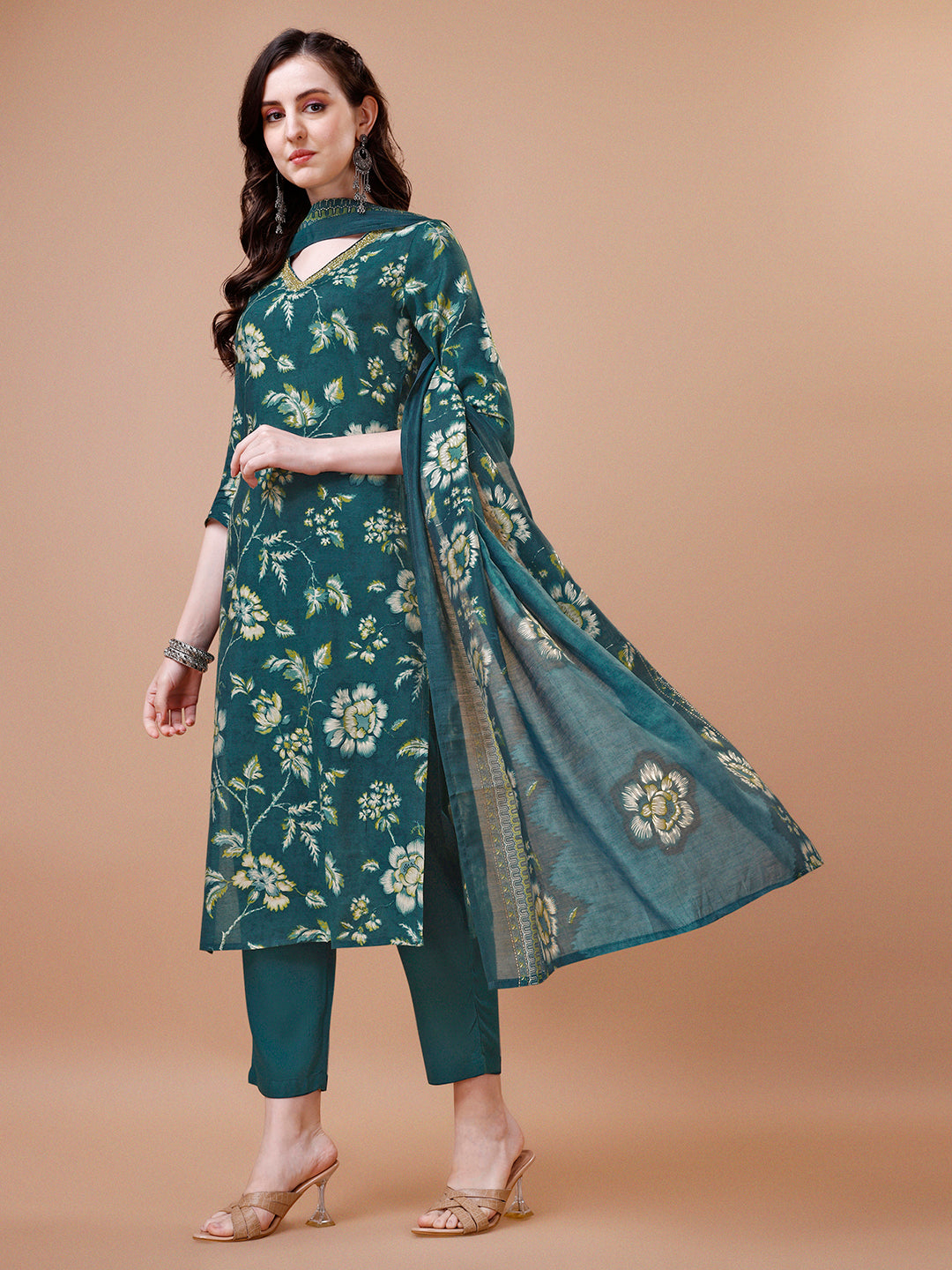 Green Printed Kurta Suit Set Product vendor