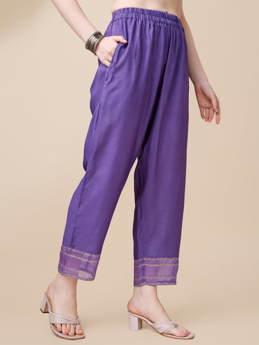 Voilet Jacquard Kurta Suit Set Product vendor