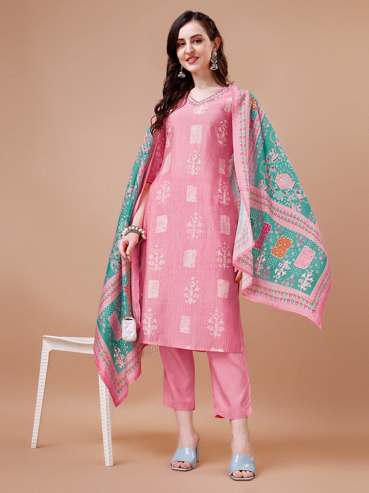 Baby Pink Printed Kurta Suit Set Product vendor