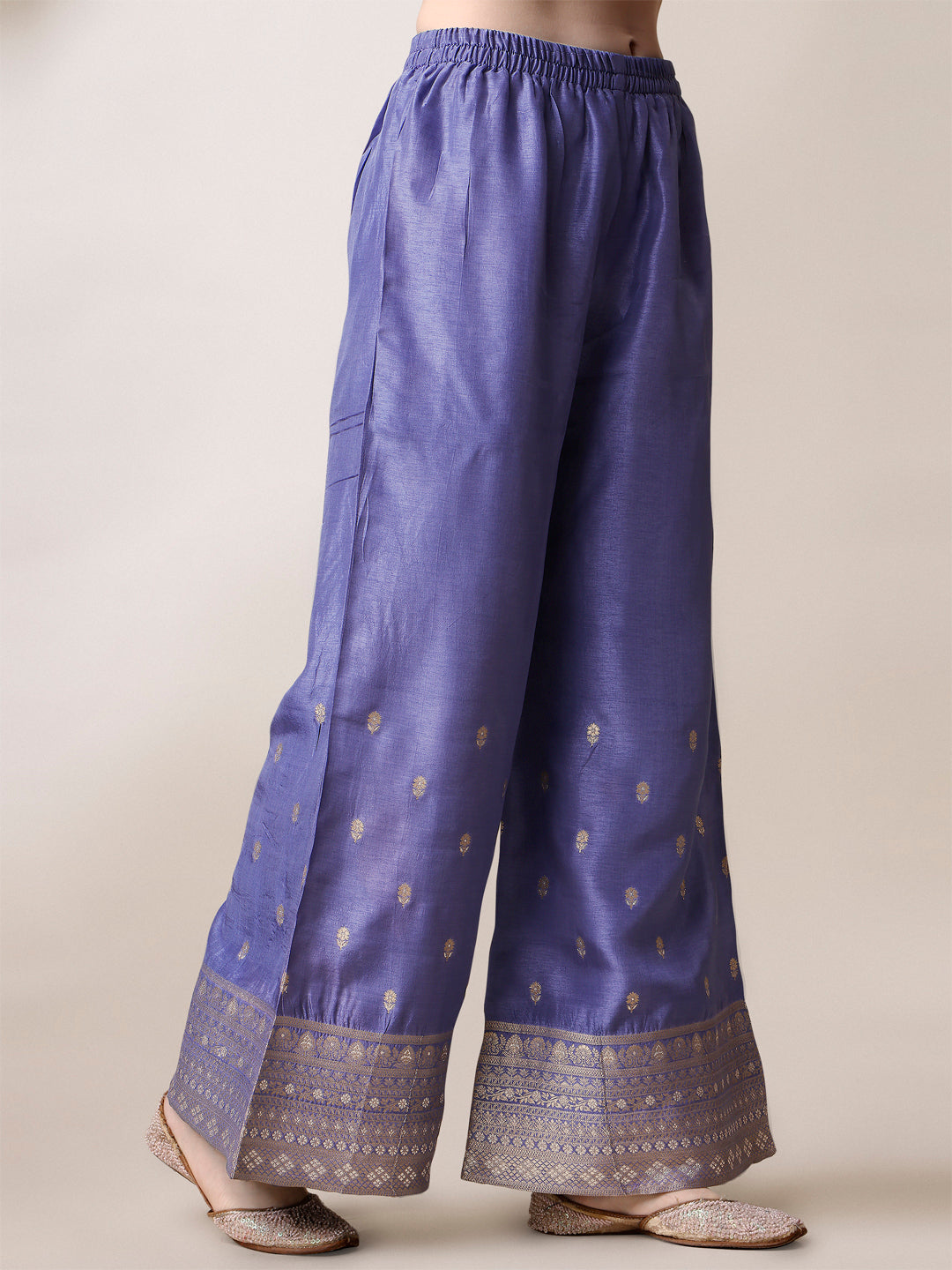 Lavender Textured Jacquard Pallazo Suit Set Product vendor