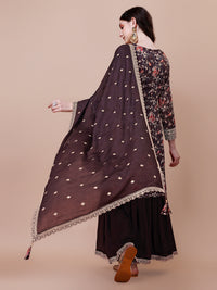 Brown Printed with Embroidered Sharara Suit Set Product vendor