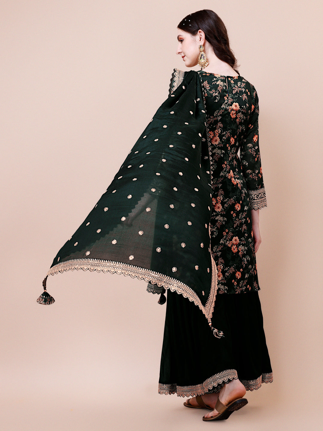 Green Printed with Embroidered Sharara Suit Set Product vendor