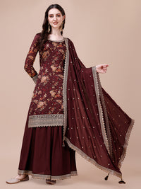 Maroon Printed with Embroidered Sharara Suit Set Product vendor