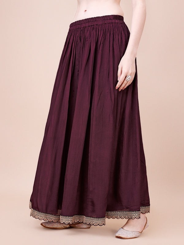 Wine Printed with Embroidered Sharara Suit Set Product vendor