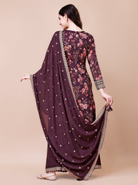 Wine Printed with Embroidered Sharara Suit Set Product vendor