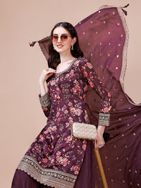 Wine Printed with Embroidered Sharara Suit Set Product vendor
