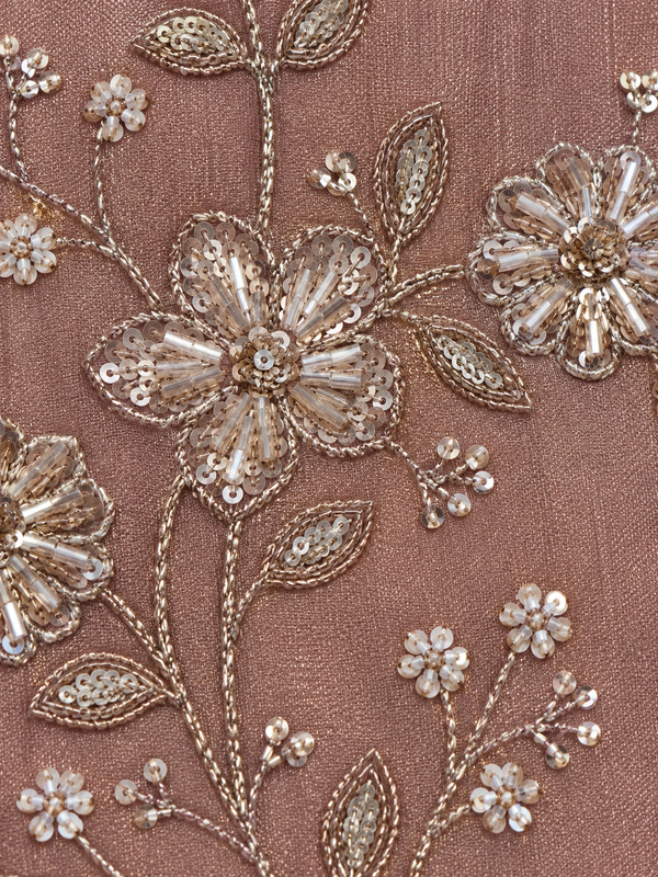 Dusty Rose Poly Silk Embroidered Kurta Palazzo Set with Dupatta
