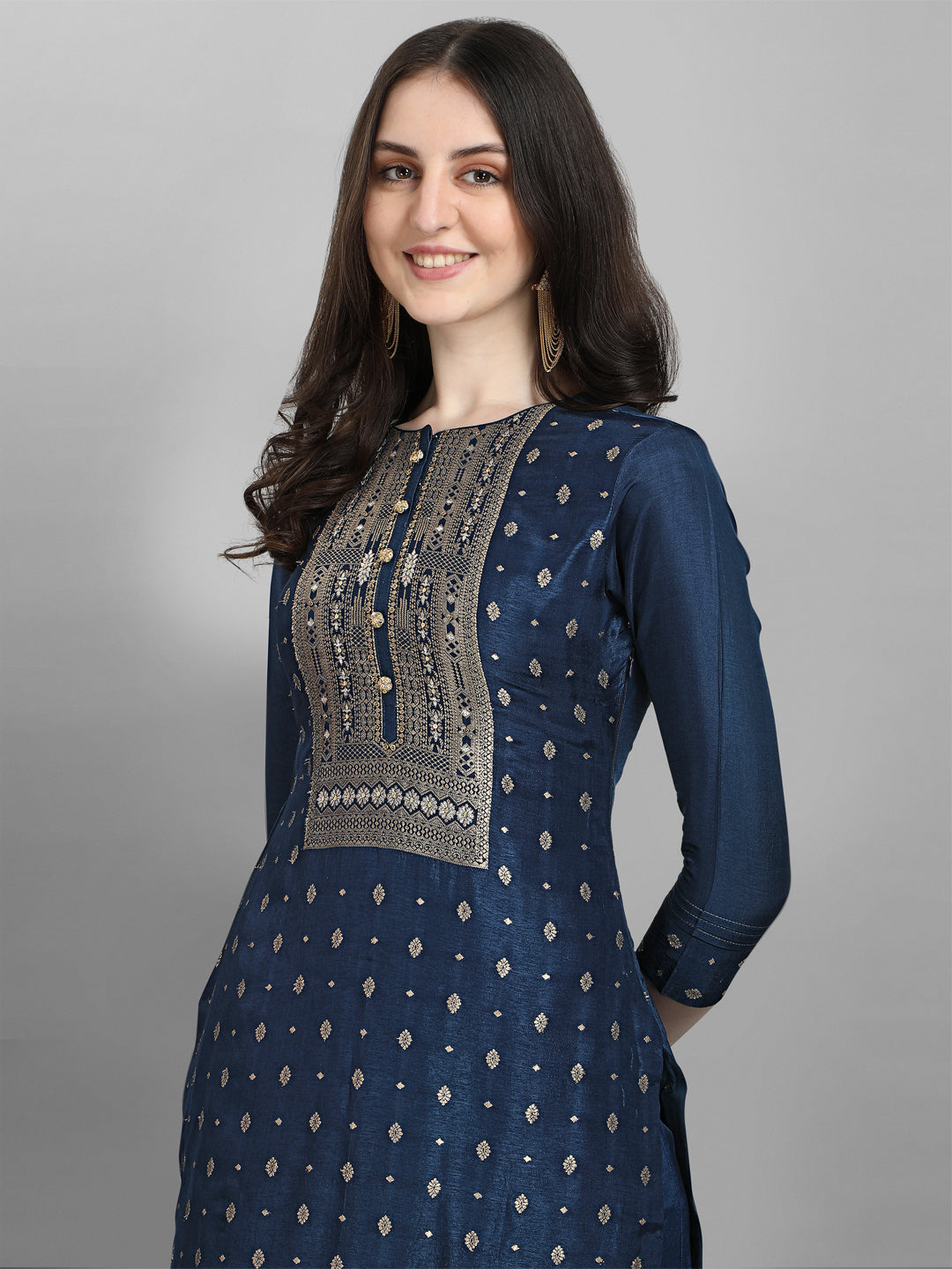 Blue Jacquard Kurta Suit Set Product vendor