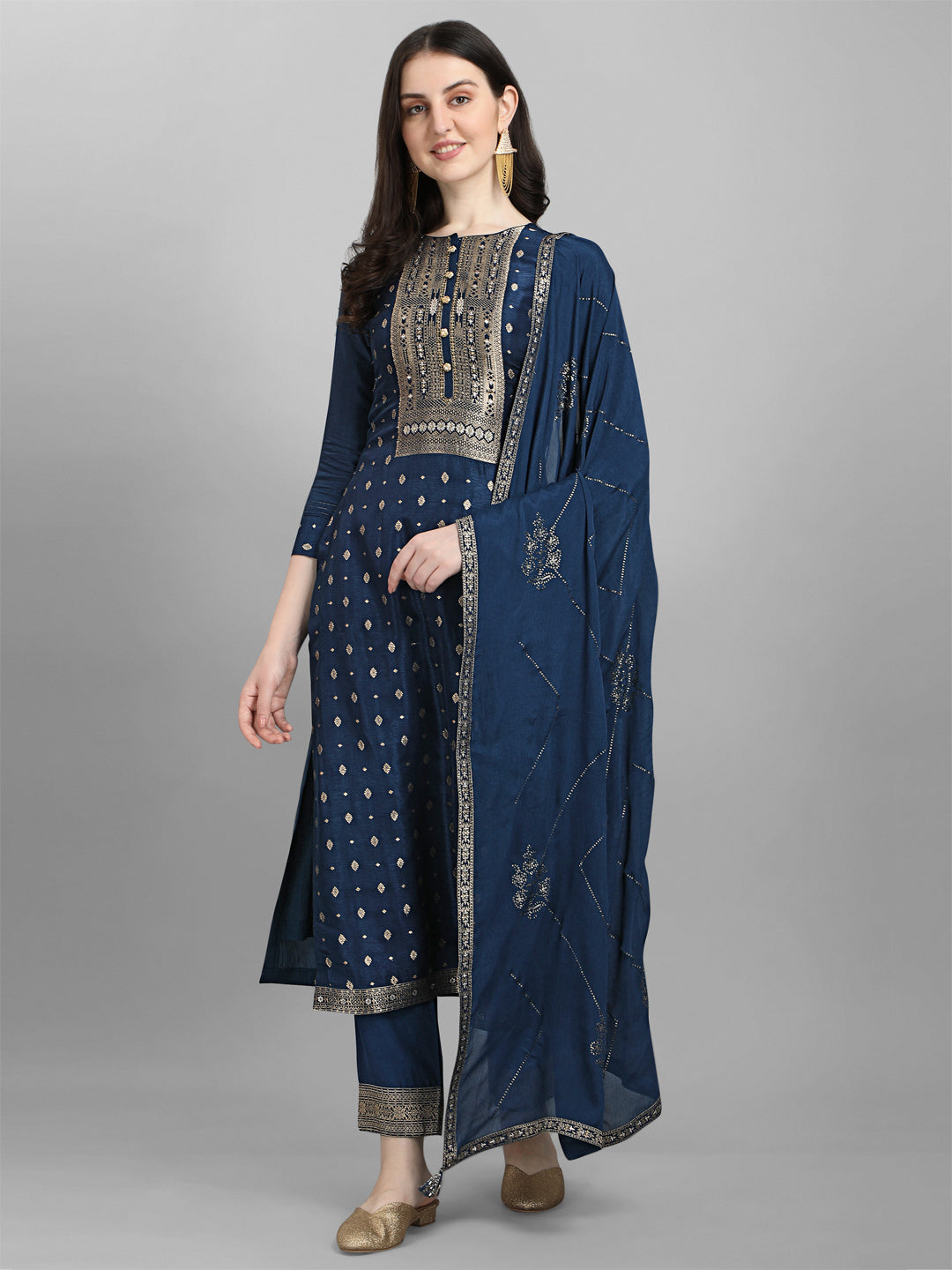 Blue Jacquard Kurta Suit Set Product vendor
