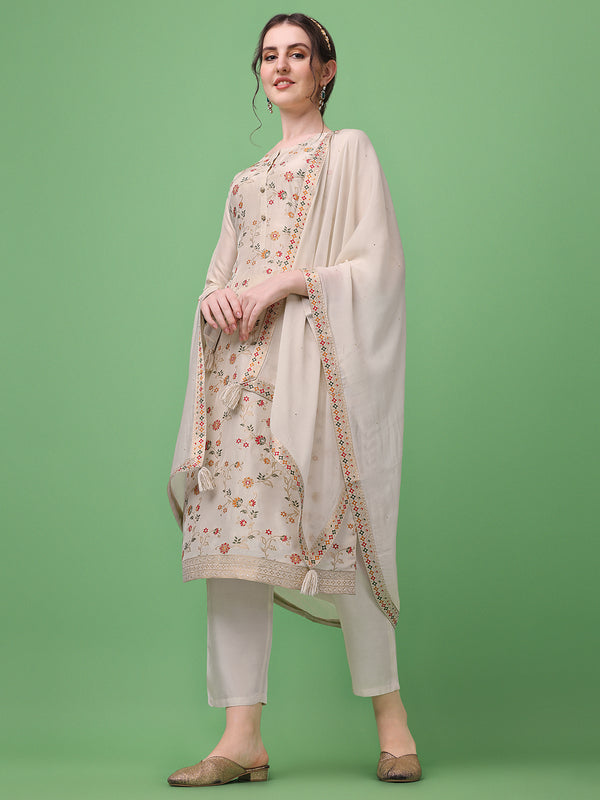 Cream Meena Jacquard Kurta Suit Set Product vendor