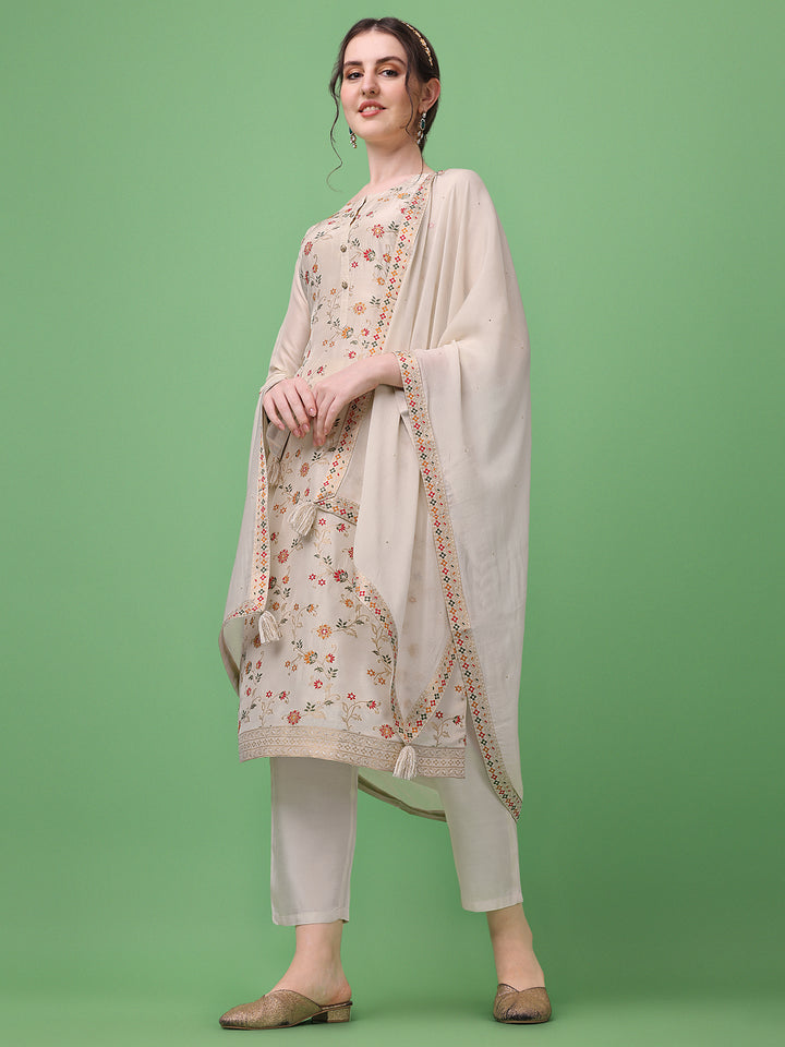 Cream Meena Jacquard Kurta Suit Set Product vendor